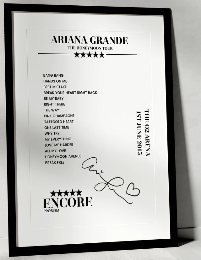 Ariana Grande 1st June 2015 The O2 Arena London Setlist Poster - Setlist