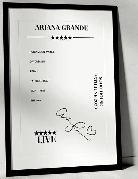 Ariana Grande 25th June 2023 Soho House London Setlist Poster - Setlist