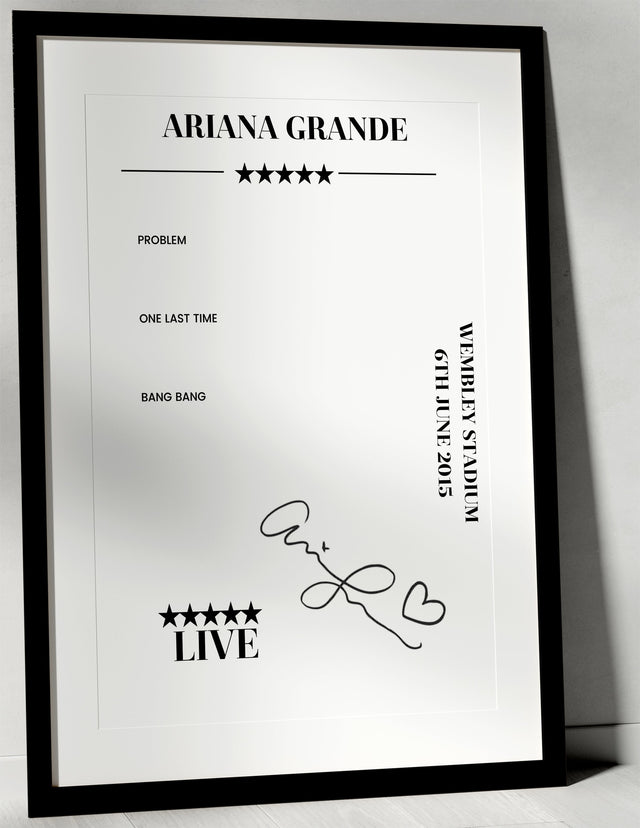 Ariana Grande 6th June 2015 Wembley Stadium London Setlist Poster - Setlist