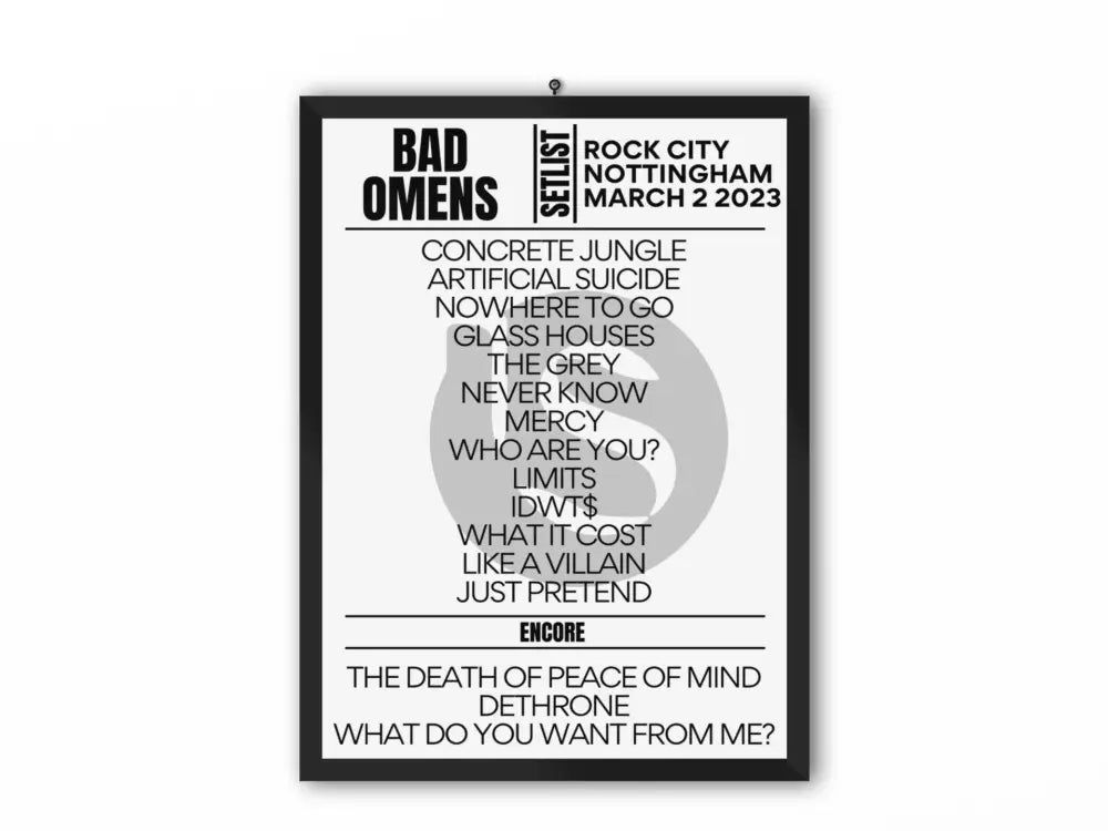 Bad Omens Setlist Nottingham March 2023 - Setlist