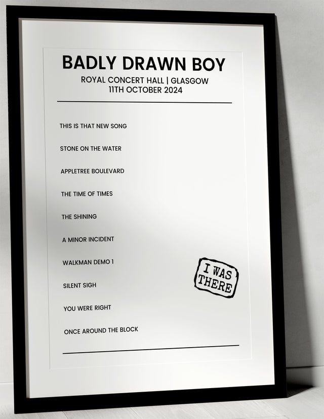 Badly Drawn Boy 11th October 2024 Royal Concert Hall Glasgow - I Was There - Setlist