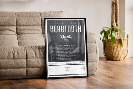 Beartooth Aggressive Engine Rooms Southampton 13th December 2016 - Setlist Tour Poster - Setlist