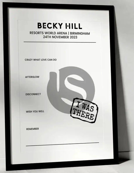 Becky Hill 24th November 2023 Resorts World Arena Birmingham - I Was There - Setlist