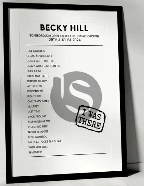 Becky Hill 29th August 2024 Scarborough Open Air Theatre Scarborough - I Was There - Setlist