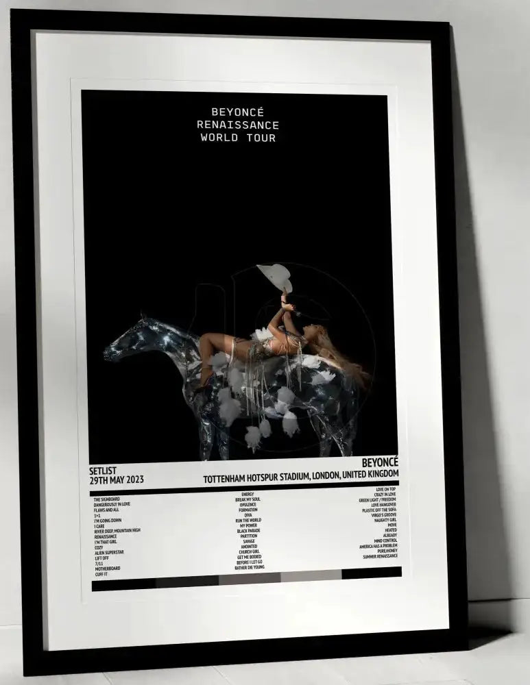 Beyoncé Renaissance World Tour Tottenham Hotspur Stadium London 29th May 2023 - Setlist Tour Poster - Setlist