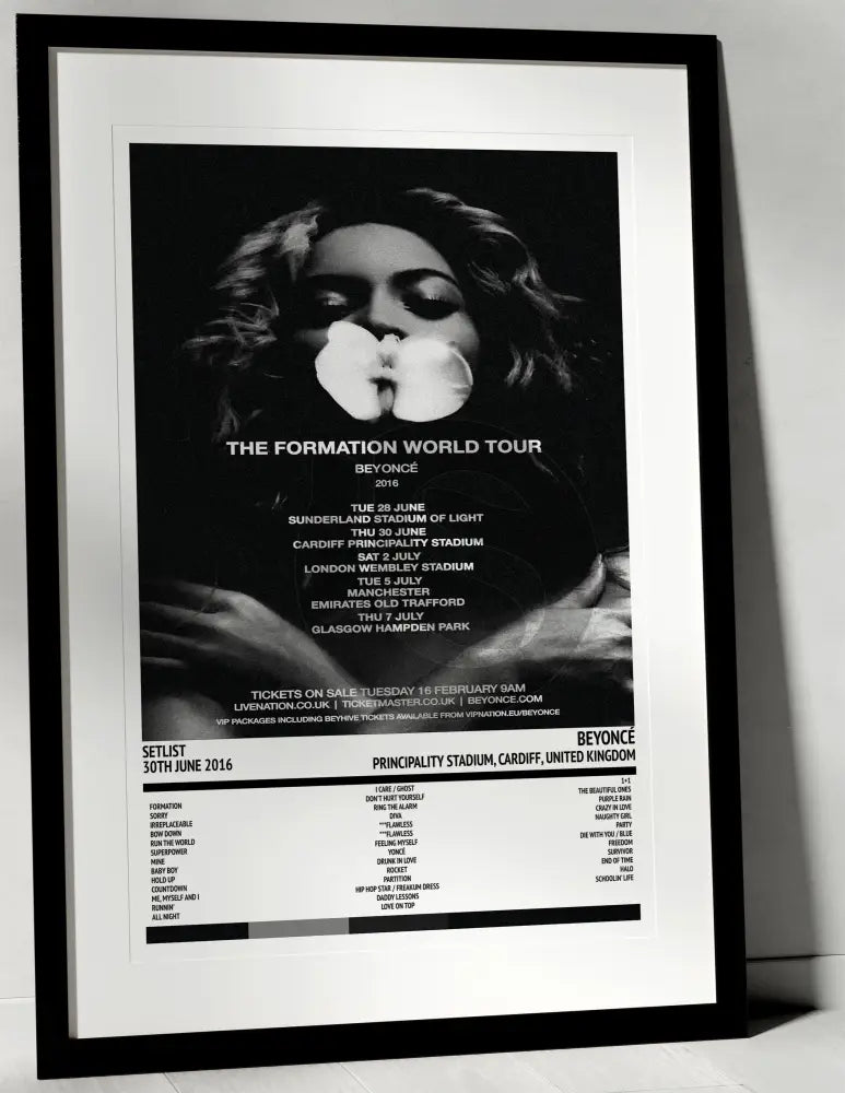 Beyoncé The Formation World Tour Principality Stadium Cardiff 30th June 2016 - Setlist Tour Poster - Setlist