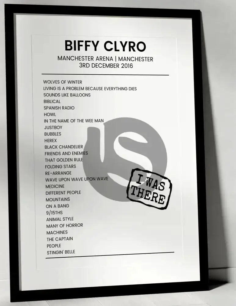 Biffy Clyro 3rd December 2016 Manchester Arena Manchester - I Was There - Setlist