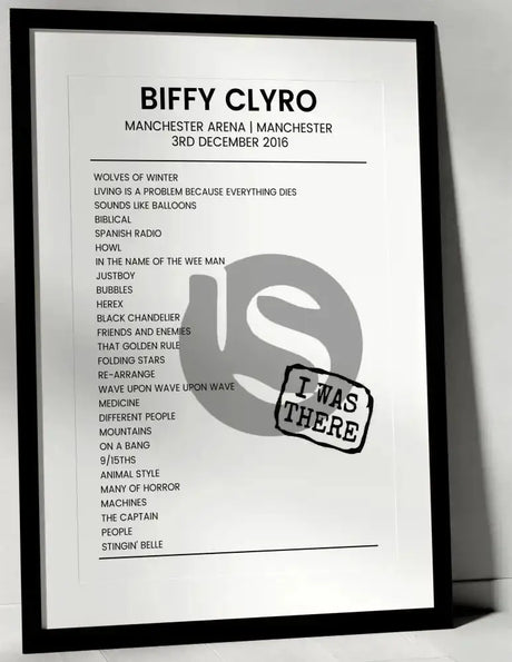 Biffy Clyro 3rd December 2016 Manchester Arena Manchester - I Was There - Setlist