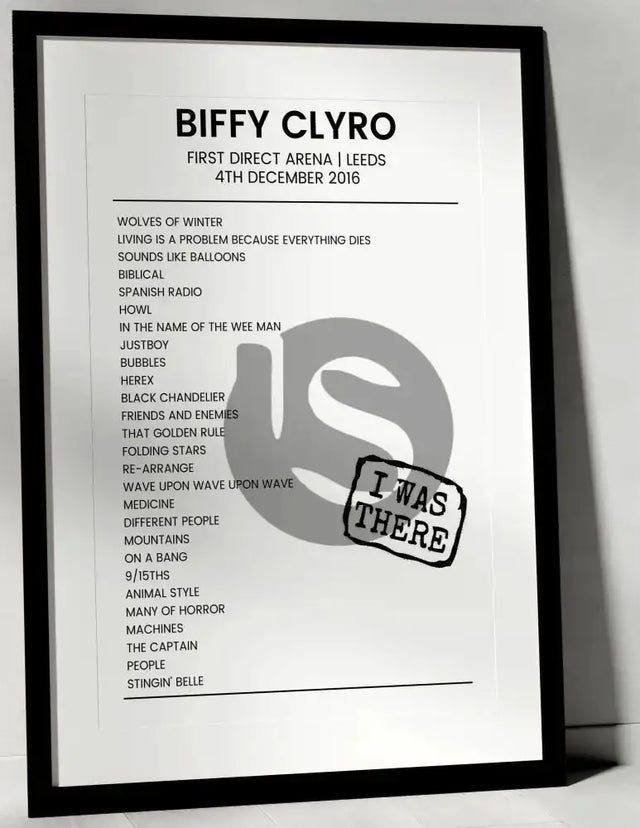 Biffy Clyro 4th December 2016 First Direct Arena Leeds - I Was There - Setlist