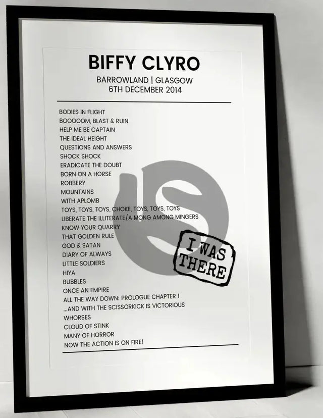 Biffy Clyro 6th December 2014 Barrowland Glasgow - I Was There - Setlist