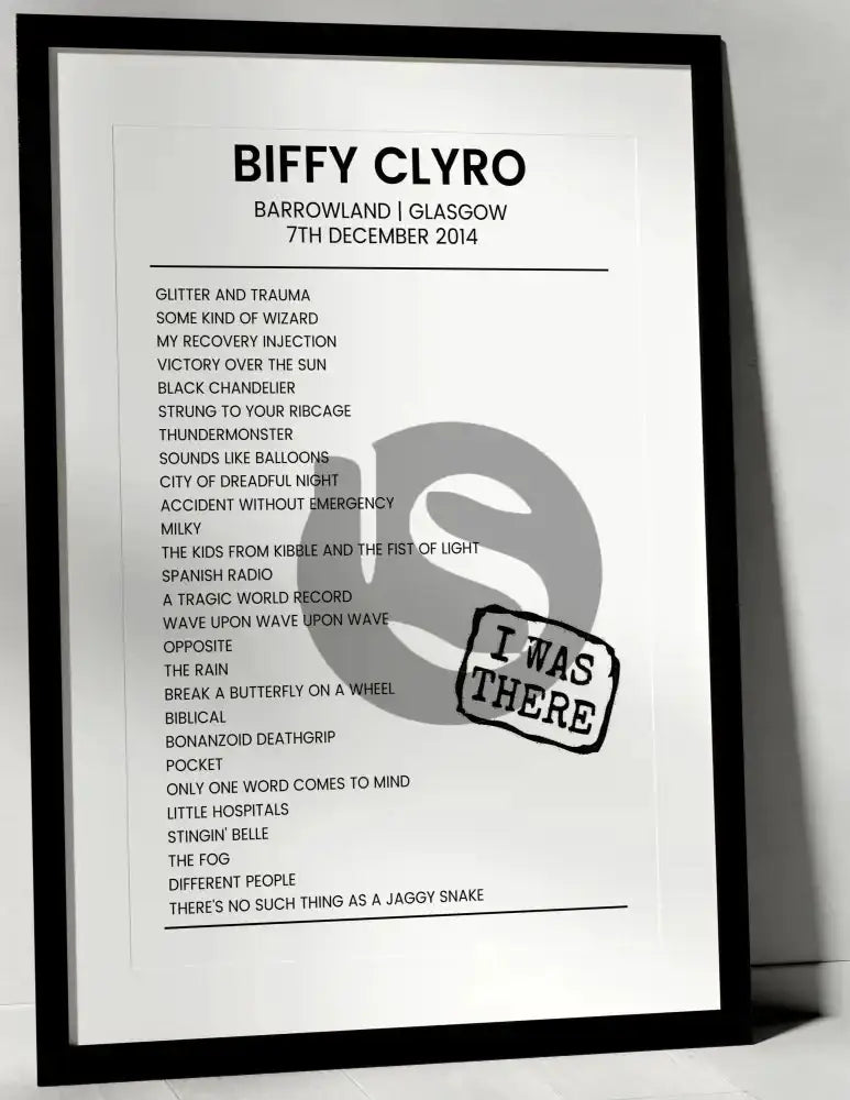 Biffy Clyro 7th December 2014 Barrowland Glasgow - I Was There - Setlist