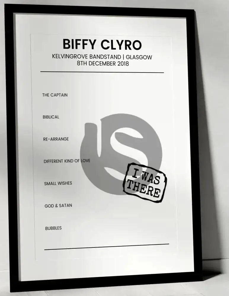 Biffy Clyro 8th December 2018 Kelvingrove Bandstand Glasgow - I Was There - Setlist