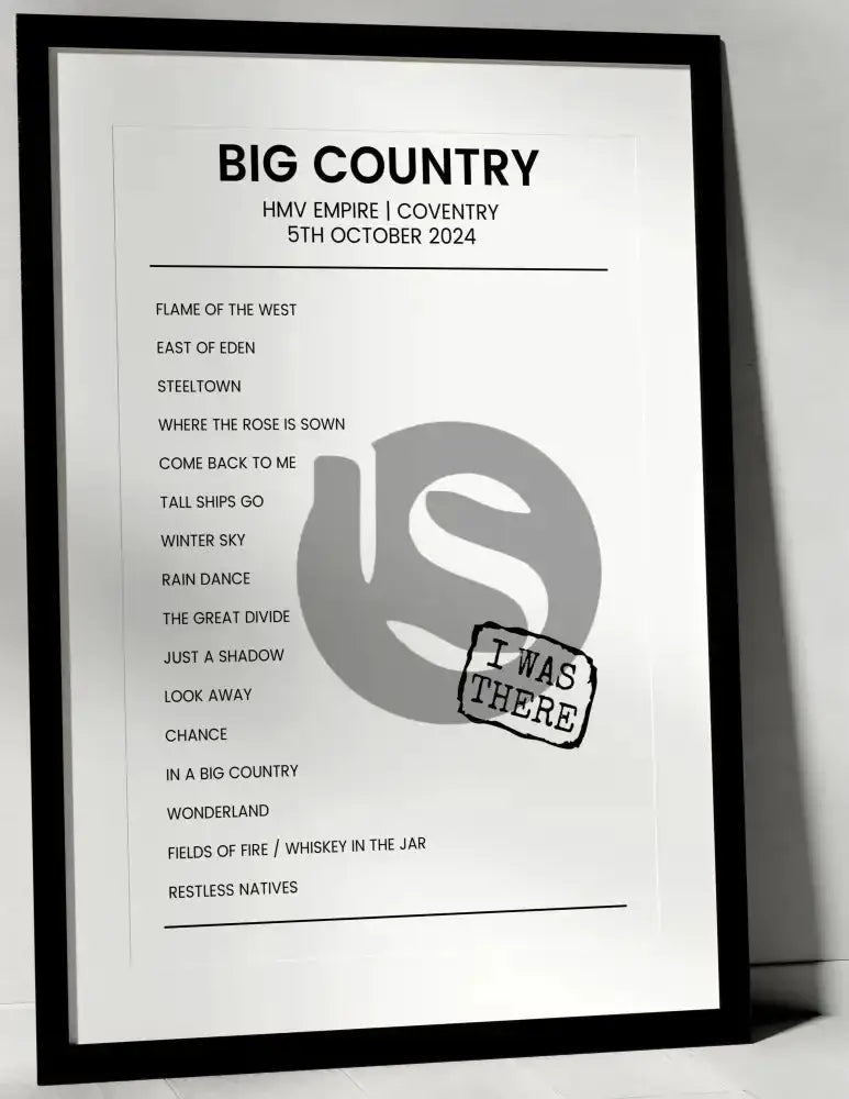 Big Country 5th October 2024 HMV Empire Coventry - I Was There - Setlist