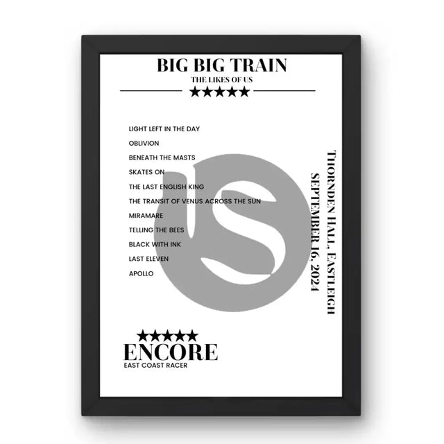 Big Big Train September 16, 2024 Thornden Hall Eastleigh Setlist Poster - Setlist