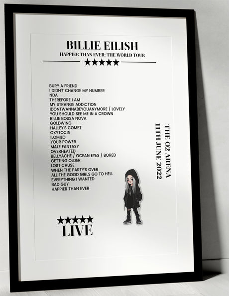 Billie Eilish 11th June 2022 The O2 Arena London Setlist Poster - Setlist