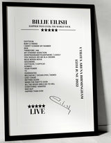 Billie Eilish 15th June 2022 Utilita Arena Birmingham Birmingham Setlist Poster - Setlist