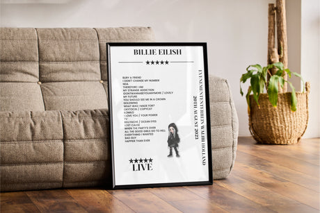 Billie Eilish 20th August 2023 Evenemententerrein Walibi Holland Biddinghuizen Setlist Poster - Setlist