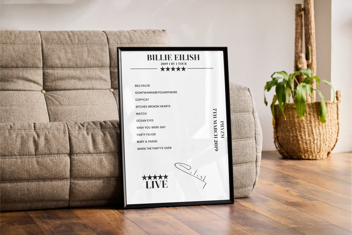 Billie Eilish 7th March 2019 PRYZM Kingston upon Thames Setlist Poster - Setlist