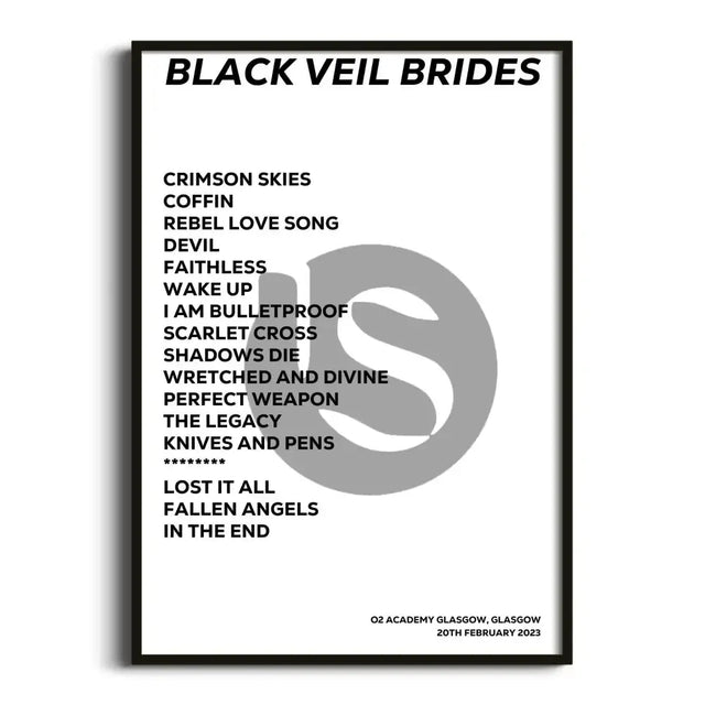 Black Veil Brides Glasgow 20th February 2023 - Gig Setlist - Setlist