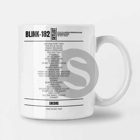 Blink 182 Birmingham October 2023 Setlist Mug - Setlist