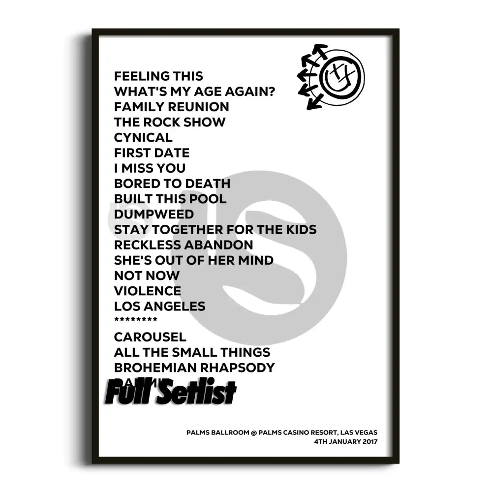 Blink‐182 California Tour Posters Setlists