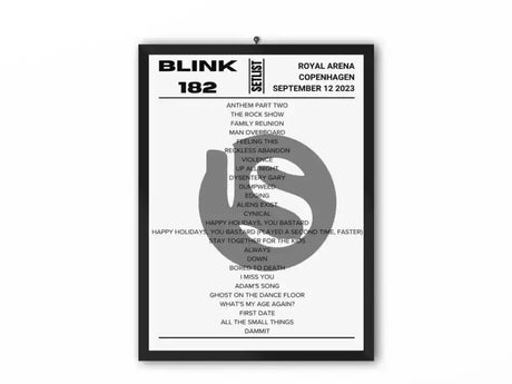 Blink 182 Copenhagen September 2023 Replica Setlist - Setlist