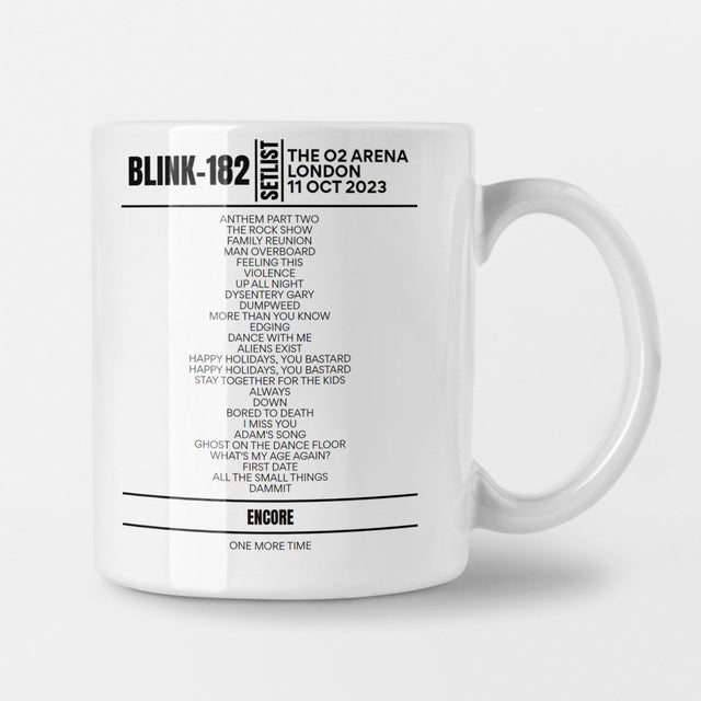 Blink 182 London October 2023 Night 1 Setlist Mug - Setlist