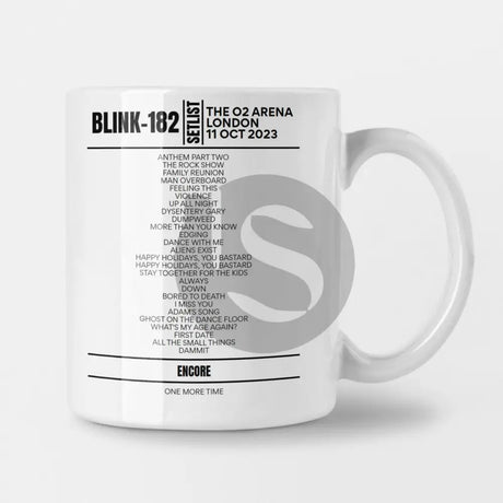 Blink 182 London October 2023 Night 2 Setlist Mug - Setlist