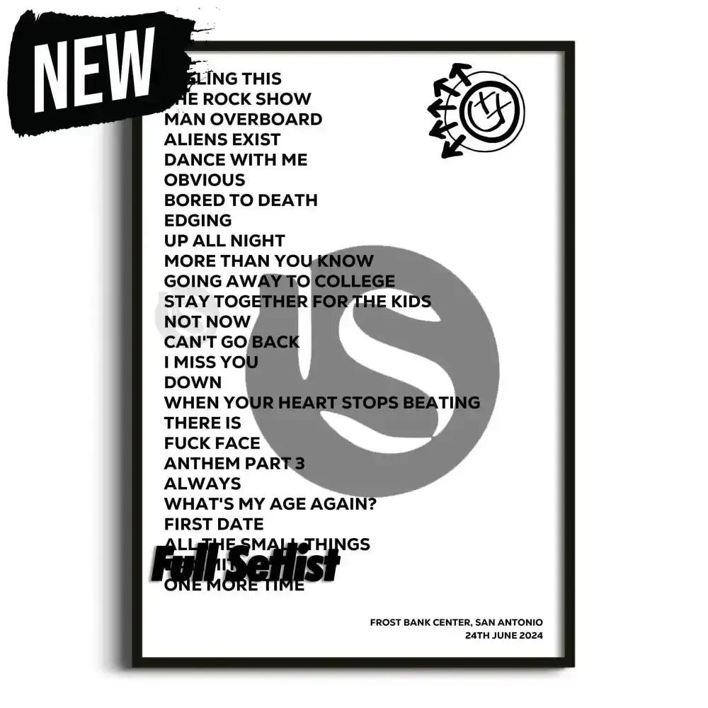 blink‐182 World Tour 2023/2024 Tour Posters - Setlist