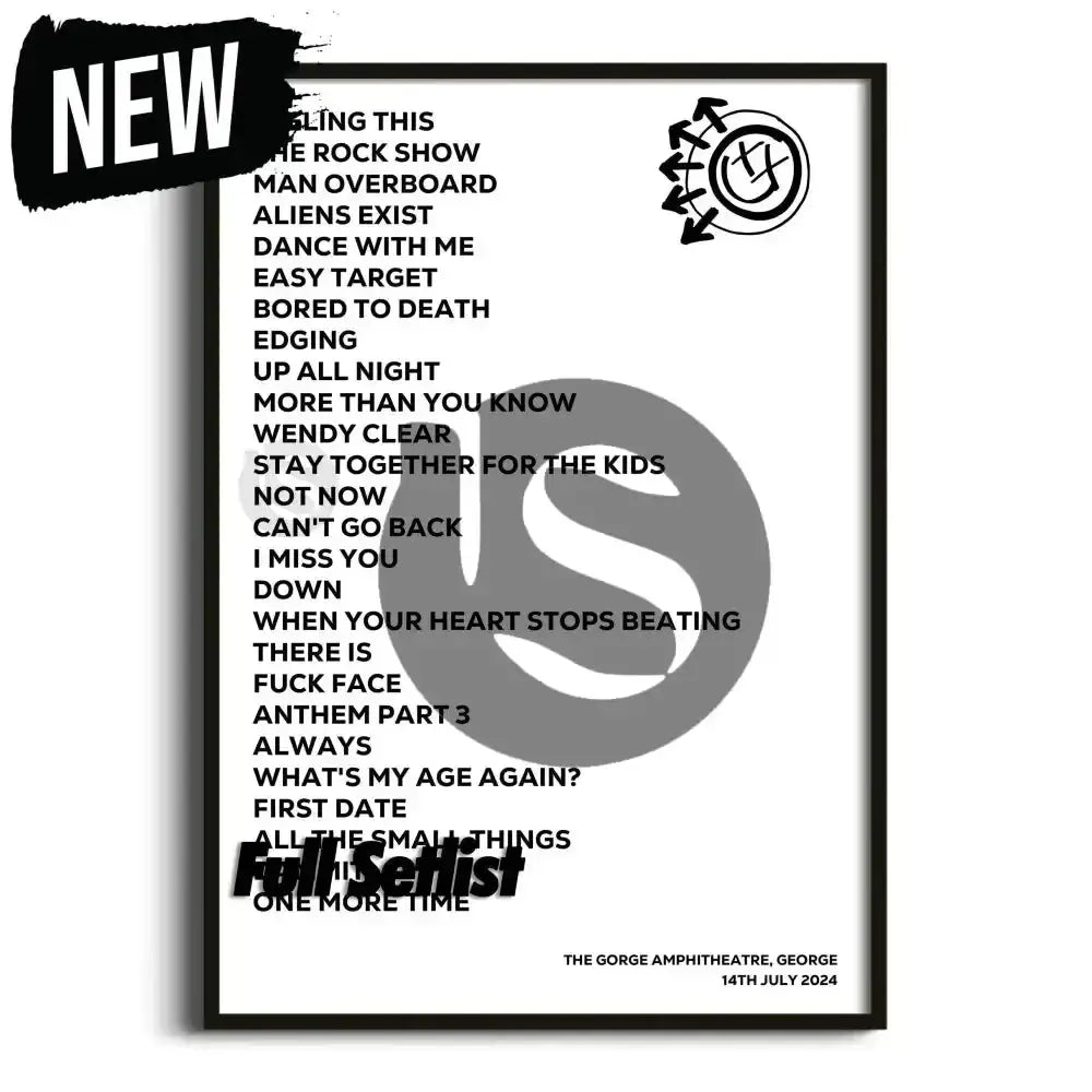 blink‐182 World Tour 2023/2024 Tour Posters - Setlist