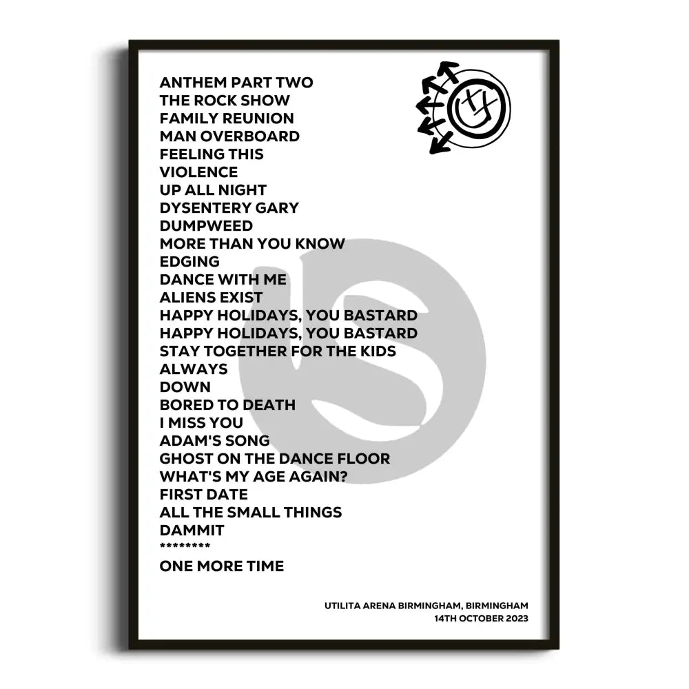 blink‐182 Birmingham 14th October 2023 - Gig Setlist - Setlist