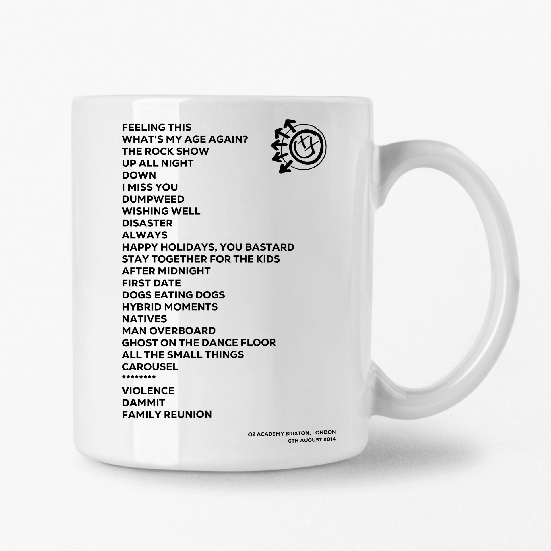 blink‐182 London 6th August 2014 Setlist Mug - Setlist