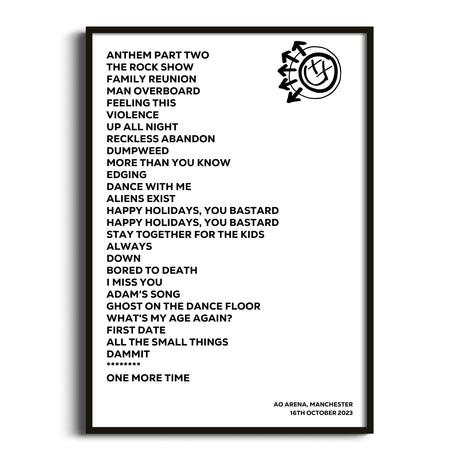 blink‐182 Manchester 16th October 2023 - Gig Setlist - Setlist