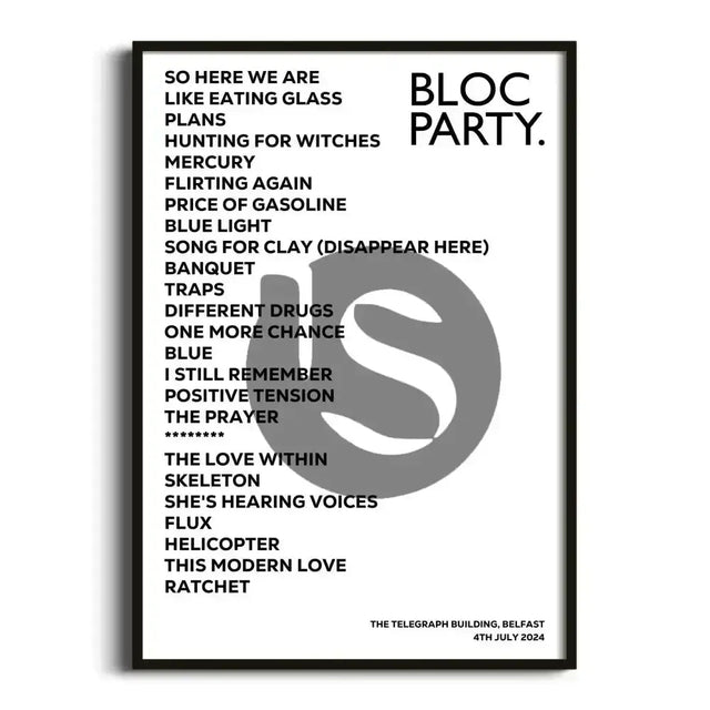 Bloc Party Belfast 4th July 2024 - Gig Setlist - Setlist