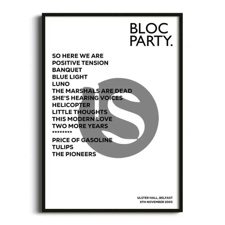 Bloc Party Belfast 6th November 2005 - Gig Setlist - Setlist