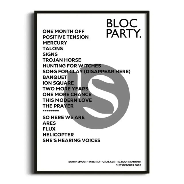 Bloc Party Bournemouth 31st October 2009 - Gig Setlist - Setlist