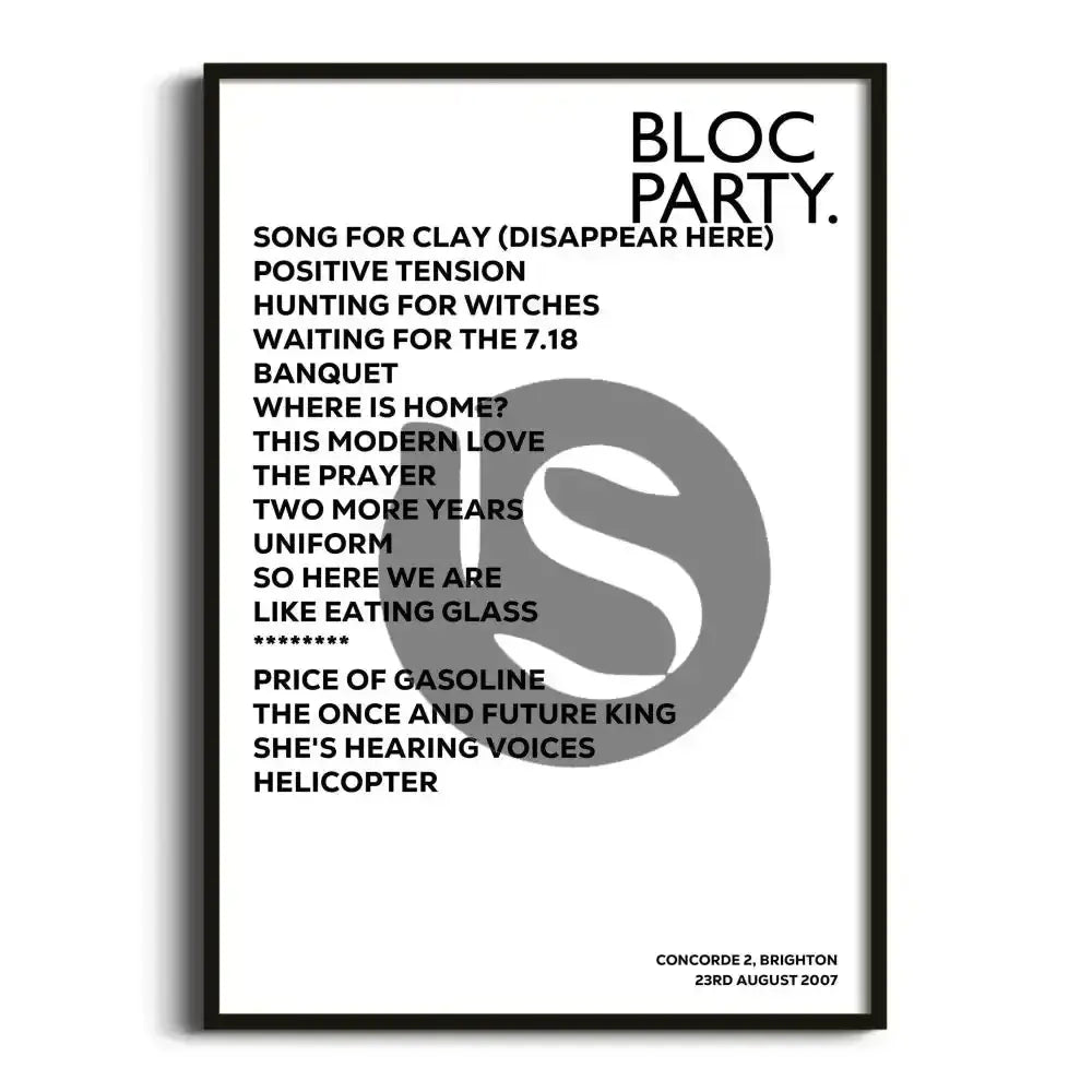 Bloc Party Brighton 23rd August 2007 - Gig Setlist - Setlist