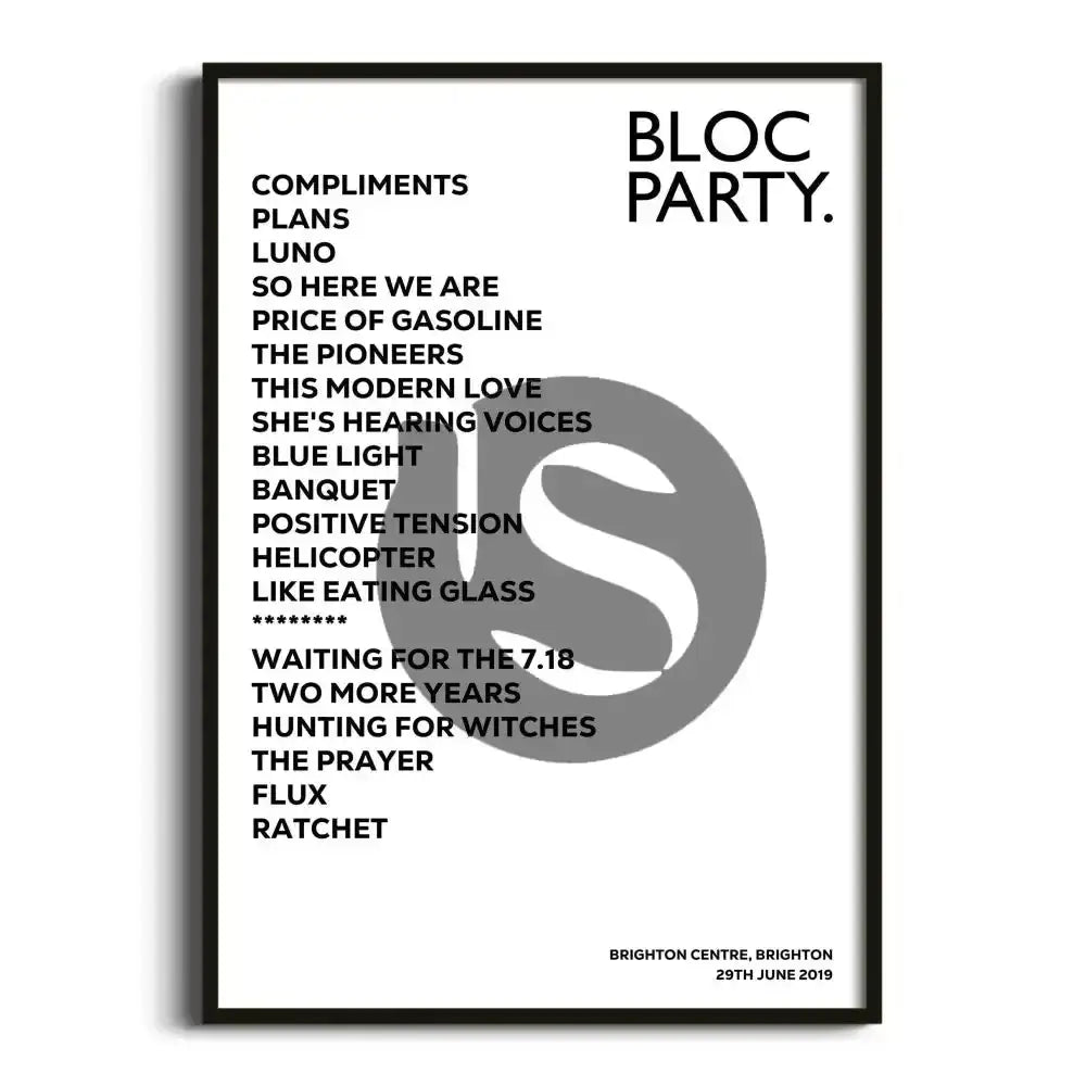 Bloc Party Brighton 29th June 2019 - Gig Setlist - Setlist