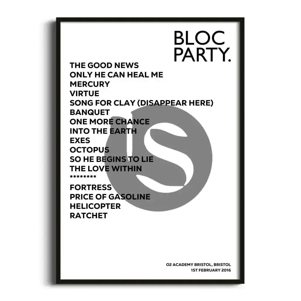 Bloc Party Bristol 1st February 2016 - Gig Setlist - Setlist