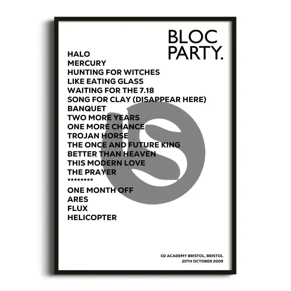 Bloc Party Bristol 20th October 2009 - Gig Setlist - Setlist