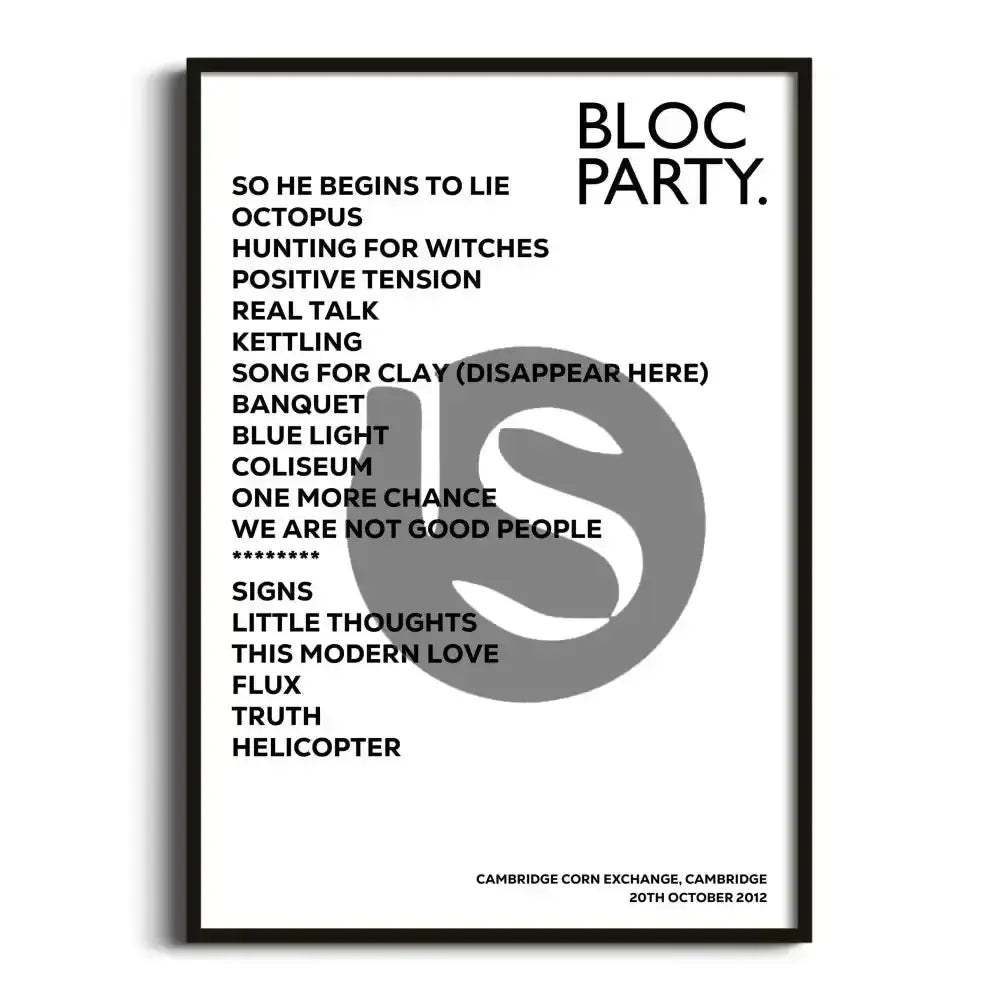 Bloc Party Cambridge 20th October 2012 - Gig Setlist - Setlist