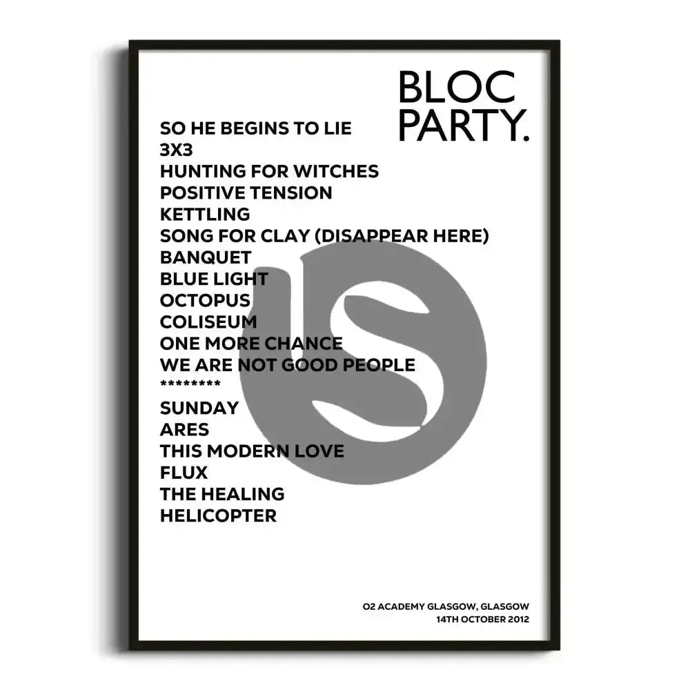 Bloc Party Glasgow 14th October 2012 - Gig Setlist - Setlist