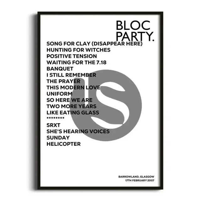 Bloc Party Glasgow 17th February 2007 - Gig Setlist - Setlist