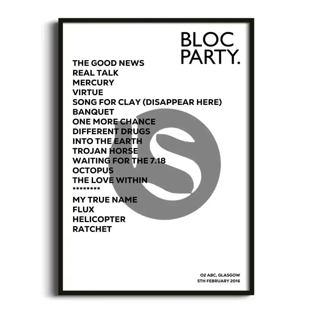 Bloc Party Glasgow 5th February 2016 - Gig Setlist - Setlist