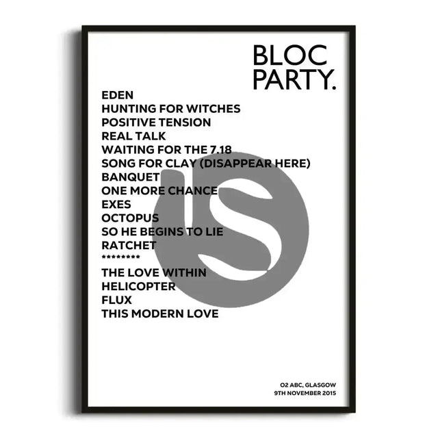 Bloc Party Glasgow 9th November 2015 - Gig Setlist - Setlist