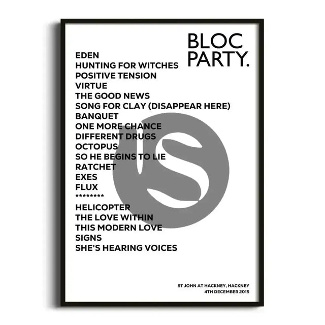 Bloc Party Hackney 4th December 2015 - Gig Setlist - Setlist