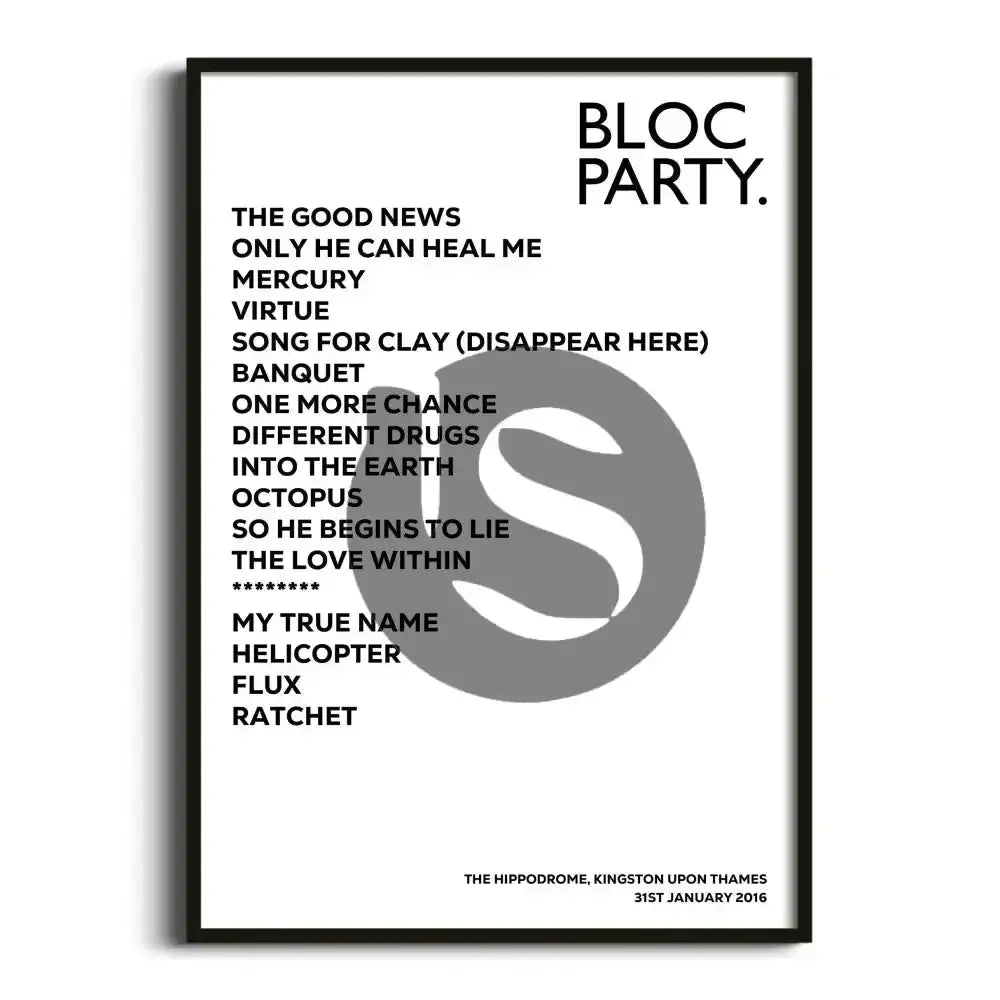 Bloc Party Kingston upon Thames 31st January 2016 - Gig Setlist - Setlist