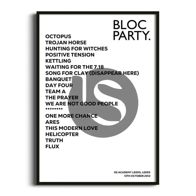 Bloc Party Leeds 13th October 2012 - Gig Setlist - Setlist