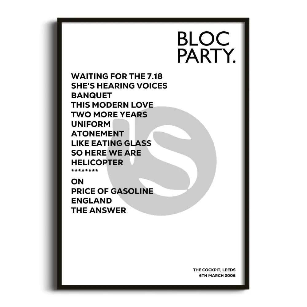 Bloc Party Leeds 6th March 2006 - Gig Setlist - Setlist