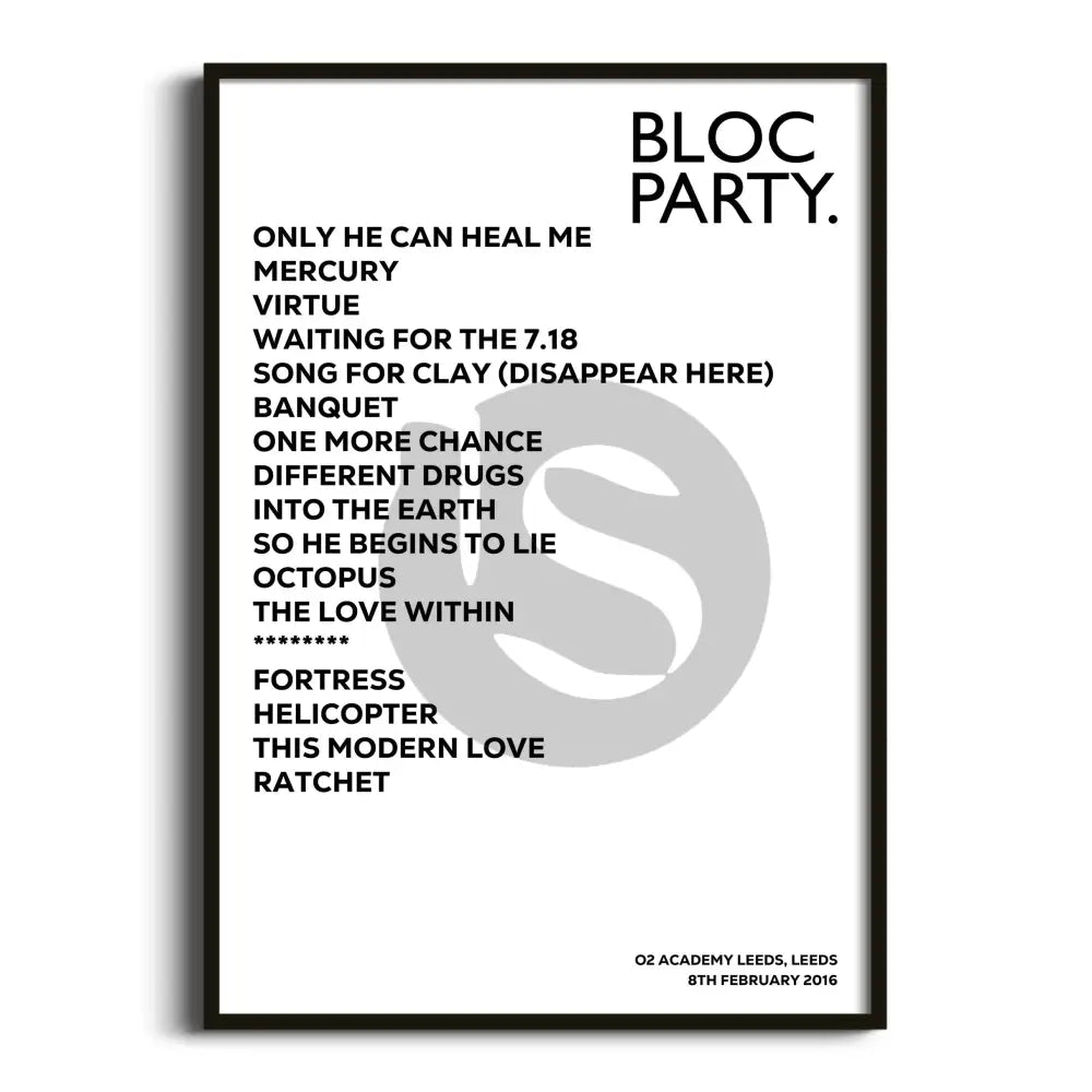 Bloc Party Leeds 8th February 2016 - Gig Setlist - Setlist